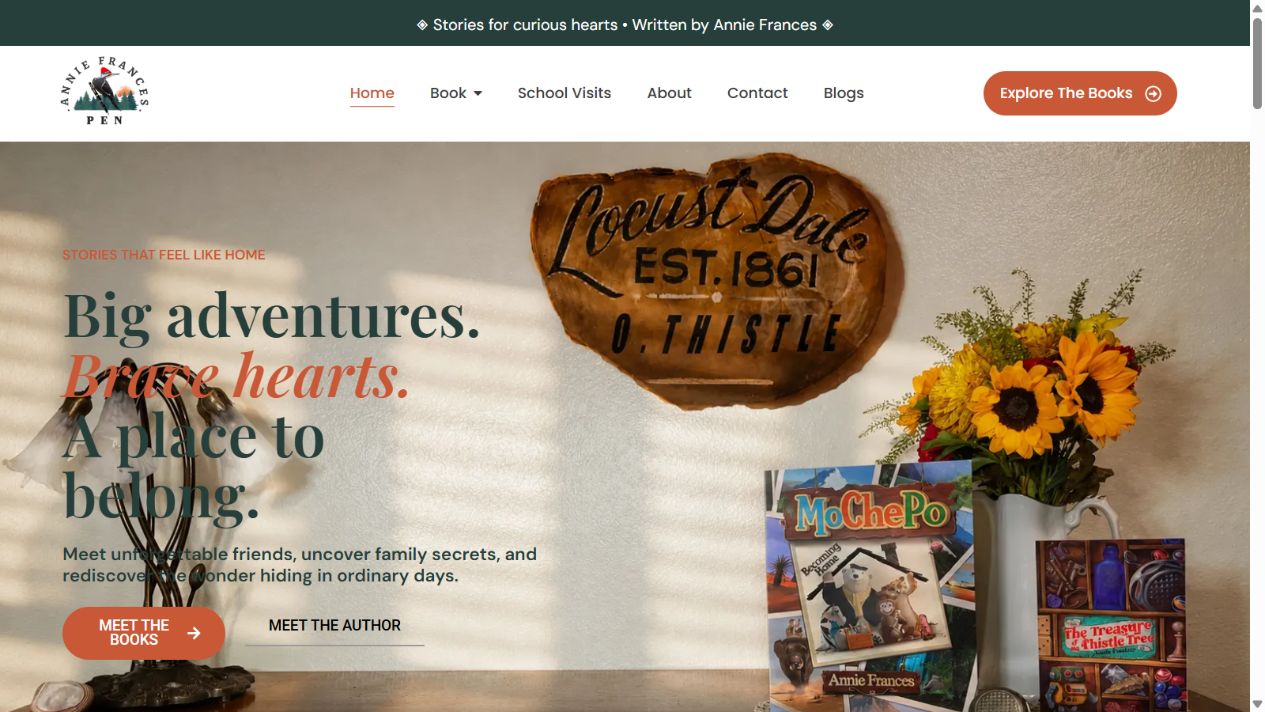 Annie Frances Pen website preview