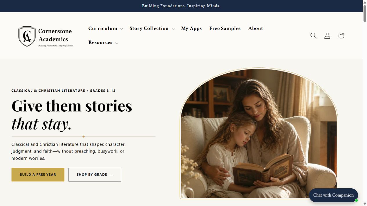 Cornerstone Academics website preview