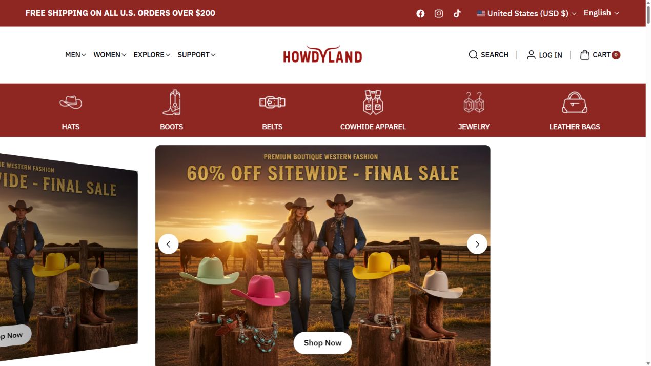 Howdyland website preview