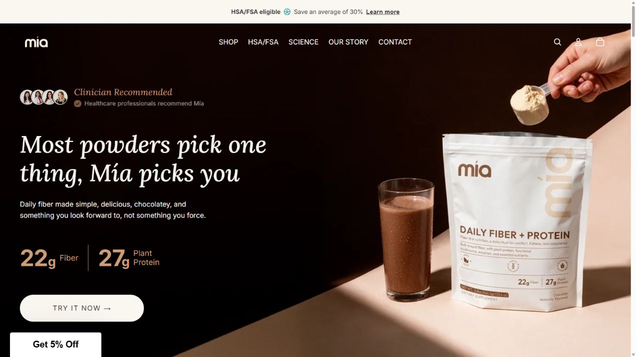 Mía Fiber website preview