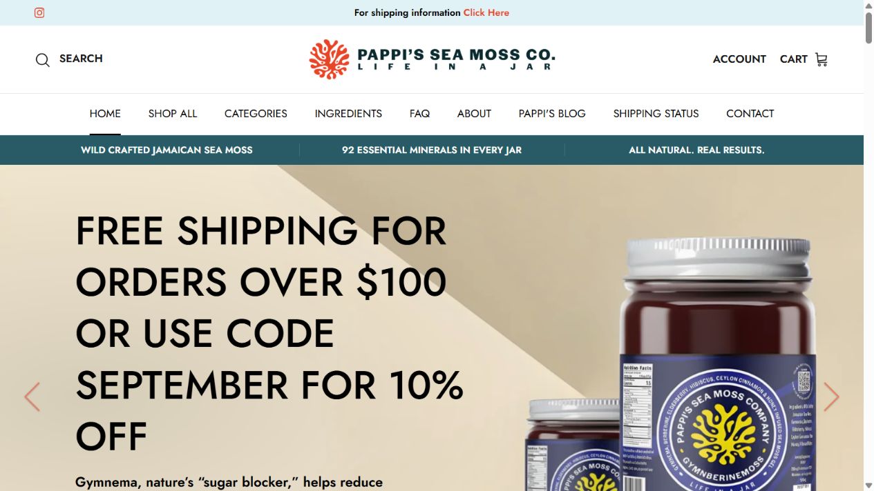 Pappi’s Sea Moss Company website preview