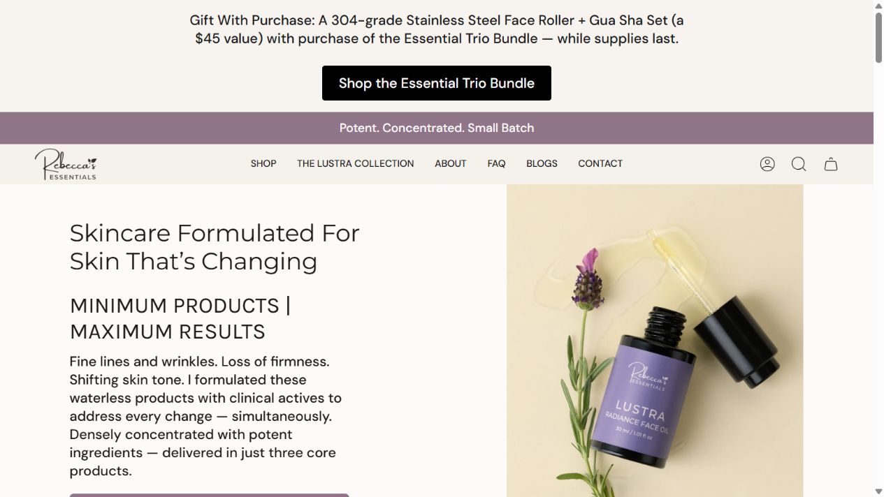 Rebecca’s Essentials website preview